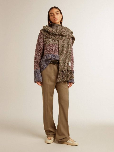 Knitwear Multicolor Golden Goose Women Women's Multicolored High Neck Sweater With Mouliné Yarn - Image 4
