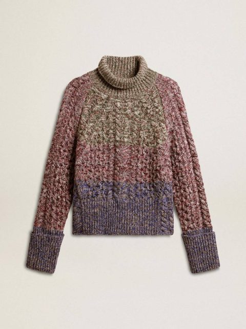 Knitwear Multicolor Golden Goose Women Women's Multicolored High Neck Sweater With Mouliné Yarn