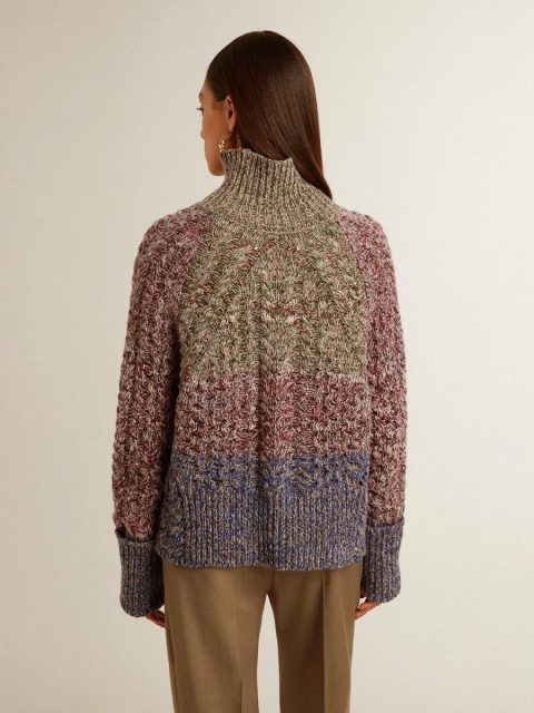 Knitwear Multicolor Golden Goose Women Women's Multicolored High Neck Sweater With Mouliné Yarn - Image 5