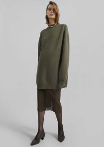 Knitwear The Frankie Shop Women Maxine Knit Sweater Dress - Khaki Green