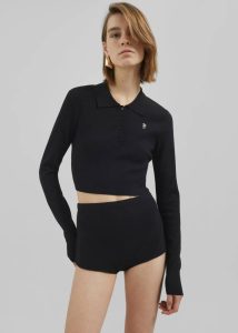 Knitwear Women The Frankie Shop Giselle Cropped Knit Polo - Black Black - Image 5