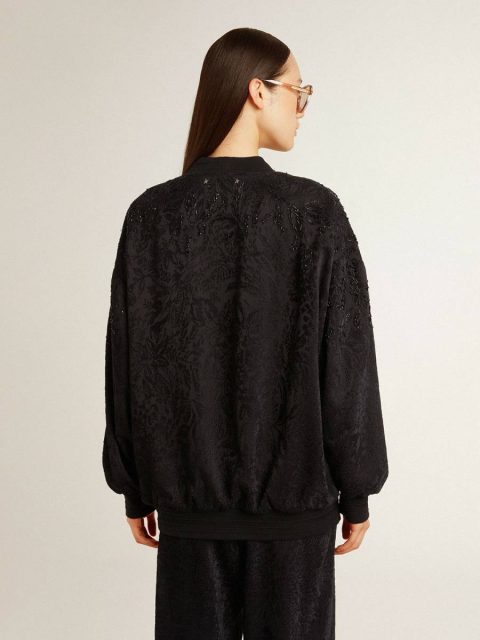Knitwear Women's Black Cardigan With Tone-On-Tone Toile De Jouy Bead Embroidery Golden Goose Black Women - Image 4