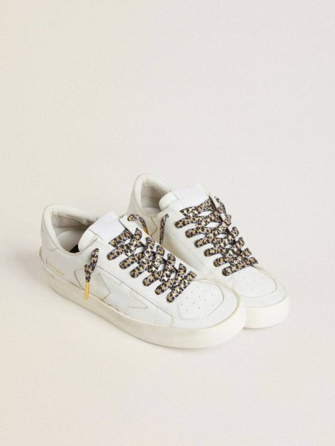 Laces Gray And Black Animal Print Golden Goose Laces With Gray And Black Animal Print With Contrasting Gold Stars Women - Image 3