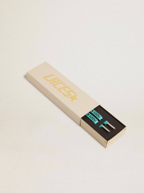 Laces Light Blue Lurex Laces With Contrasting Black Logo Light Blue Women Golden Goose - Image 2