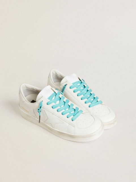 Laces Light Blue Lurex Laces With Contrasting Black Logo Light Blue Women Golden Goose - Image 3