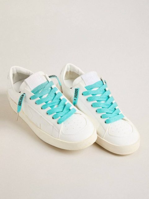 Laces Light Blue Lurex Laces With Contrasting Black Logo Light Blue Women Golden Goose - Image 4