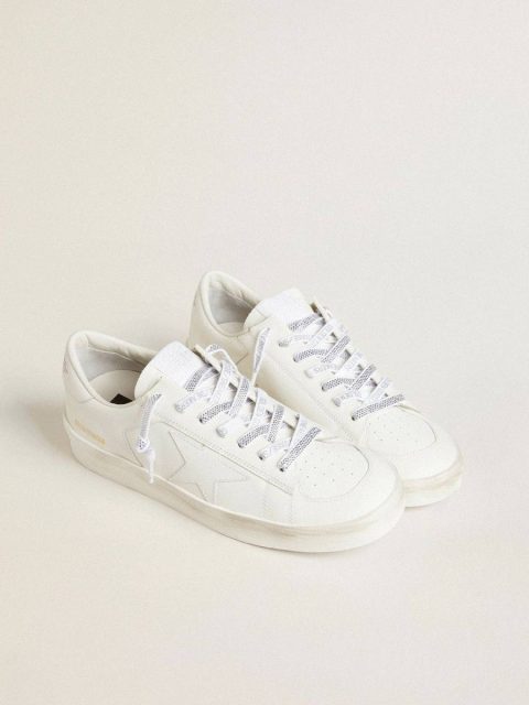 Laces Swarovski Laces With Contrasting Gray Logo Optical White Golden Goose Women - Image 3