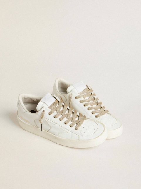Laces Women Gold Gold-Colored Lurex Laces With Contrasting White Logo Golden Goose - Image 3