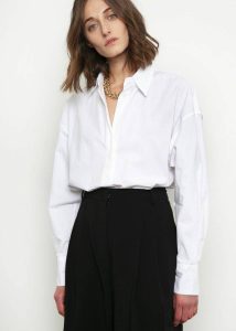 Lakely Oversized Button Down Shirt - White Tops White Women The Frankie Shop - Image 2