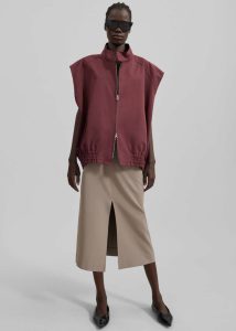 Lance Sleeveless Bomber Jacket - Burgundy The Frankie Shop Outerwear Women Red - Image 3