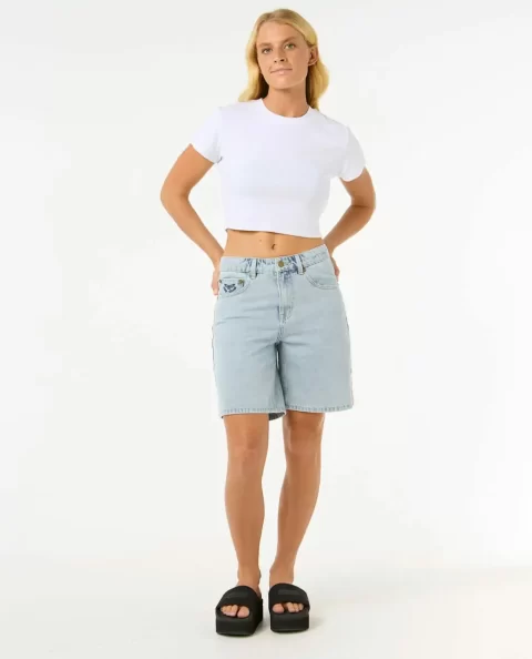 Las Dalias Relaxed Denim Short Women Shorts Rip Curl - Image 4