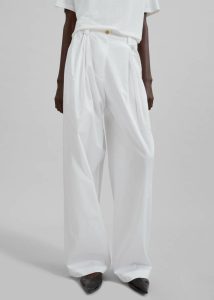 Lea Cotton Trousers - White Women White Bottoms The Frankie Shop