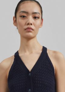 Leonie Knitted Halter Top - Navy Knitwear The Frankie Shop Women Blue - Image 3