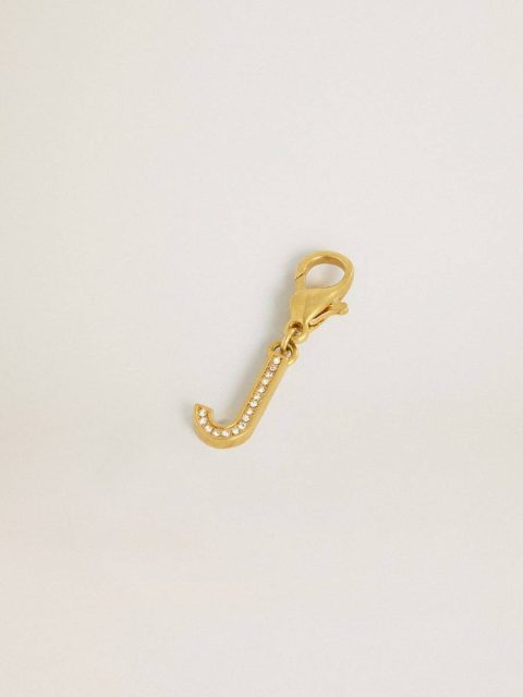 Letter J Charm In Gold-Colored Brass With Crystals Bag Accessories Golden Goose Gold Women - Image 2