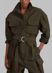 Linda Jumpsuit - Dark Olive Jumpsuits Women The Frankie Shop Green - Image 3