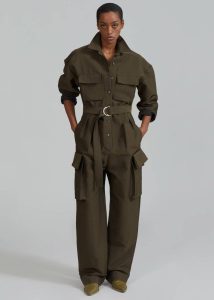 Linda Jumpsuit - Dark Olive Jumpsuits Women The Frankie Shop Green - Image 4