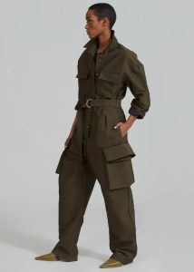 Linda Jumpsuit - Dark Olive Jumpsuits Women The Frankie Shop Green - Image 5
