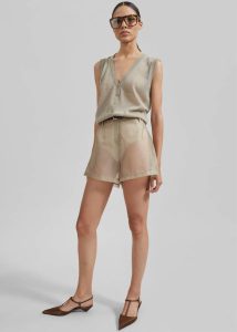 Lise Sheer Shorts - Desert Sand Beige The Frankie Shop Bottoms Women - Image 2