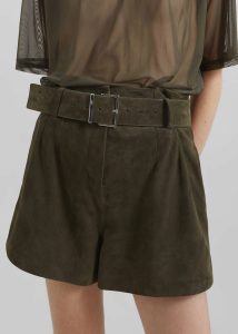 Lise Suede Shorts - Khaki Women The Frankie Shop Green Bottoms - Image 2