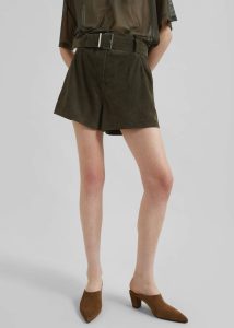 Lise Suede Shorts - Khaki Women The Frankie Shop Green Bottoms - Image 4