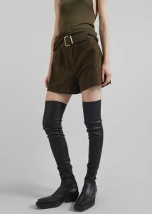 Lise Suede Shorts - Khaki Women The Frankie Shop Green Bottoms - Image 5