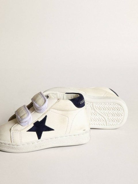 Little Boys (1-3 Years) Golden Goose June Junior In Nappa With Dark Blue Suede Star And Heel Tab Kids - Image 3