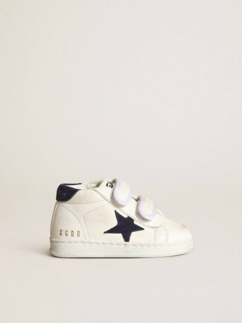 Little Boys (1-3 Years) Golden Goose June Junior In Nappa With Dark Blue Suede Star And Heel Tab Kids
