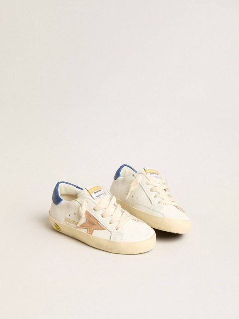 Little Boys (1-3 Years) Junior Super-Star In Nappa Leather With A Beige Star And Blue Heel Tab Kids Golden Goose - Image 2
