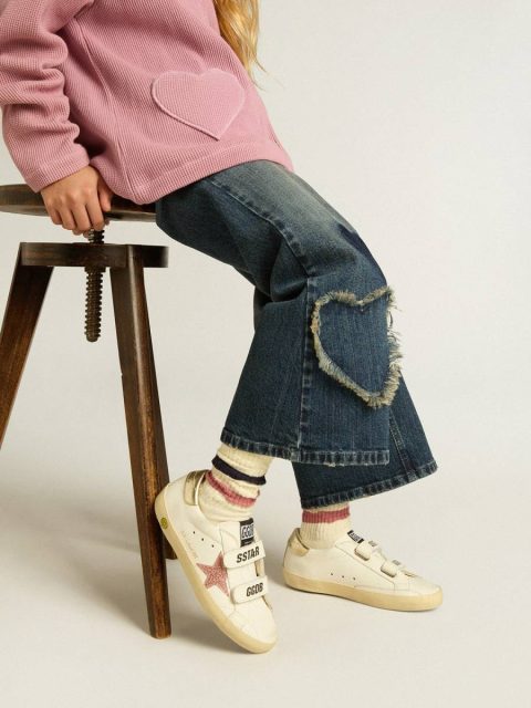 Little Girls (1-3 Years) Junior Old School With Metallic Peach Leather Star Kids Golden Goose - Image 3