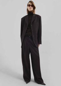 Loma Pintuck Trousers - Brown Bottoms Brown The Frankie Shop Women