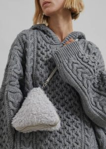 Low Classic Fur Triangle Pop-Up Bag - Grey Women Grey The Frankie Shop Bags - Image 4