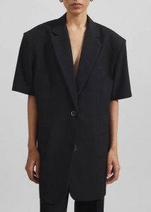 Maisie Short Sleeve Twill Blazer - Black Black Outerwear The Frankie Shop Women - Image 3