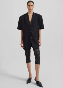 Maisie Short Sleeve Twill Blazer - Black Black Outerwear The Frankie Shop Women - Image 4