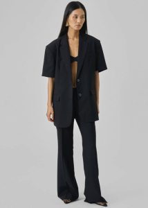 Maisie Short Sleeve Twill Blazer - Black Black Outerwear The Frankie Shop Women - Image 5