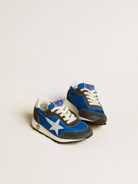 Marathon Junior In Blue Nylon With Printed Star And Leather Heel Tab Kids Golden Goose Little Boys (1-3 Years) - Image 2