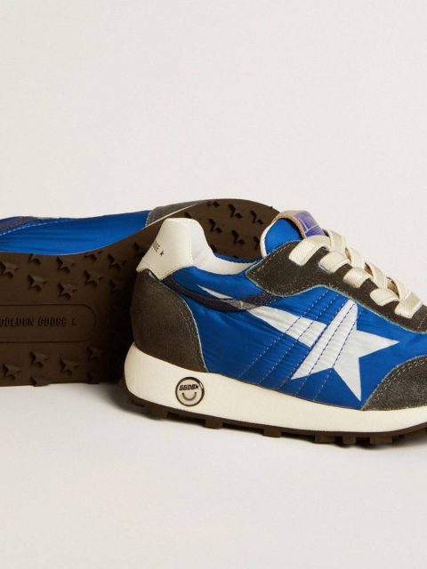 Marathon Junior In Blue Nylon With Printed Star And Leather Heel Tab Kids Golden Goose Little Boys (1-3 Years) - Image 3
