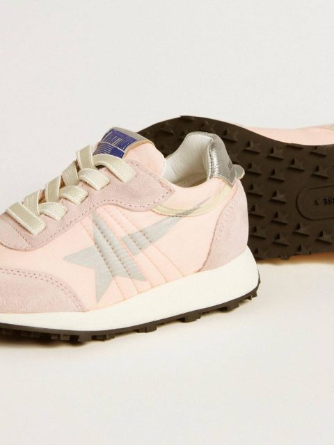 Marathon Junior In Pink Nylon With Printed Star And Leather Heel Tab Kids Little Girls (1-3 Years) Golden Goose - Image 3