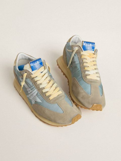 Marathon Women Golden Goose Women’s Marathon With Light Blue Nylon Upper And Pastel Blue Star - Image 2