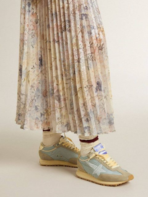 Marathon Women Golden Goose Women’s Marathon With Light Blue Nylon Upper And Pastel Blue Star - Image 3