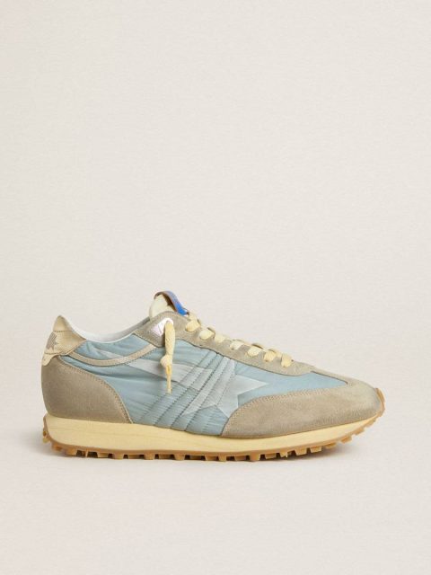 Marathon Women Golden Goose Women’s Marathon With Light Blue Nylon Upper And Pastel Blue Star