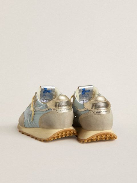 Marathon Women Golden Goose Women’s Marathon With Light Blue Nylon Upper And Pastel Blue Star - Image 5