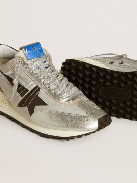 Marathon Women Women’s Marathon With Silver Ripstop Nylon Upper And Black Star Golden Goose - Image 3