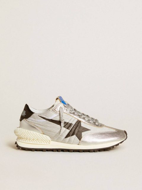 Marathon Women Women’s Marathon With Silver Ripstop Nylon Upper And Black Star Golden Goose