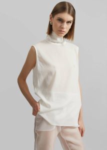 Matin Silk High Neck Top - Natural White The Frankie Shop Tops Women - Image 4