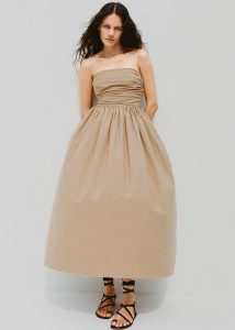Matteau Strapless Lace Up Dress - Stone The Frankie Shop Beige Dresses Women