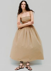 Matteau Strapless Lace Up Dress - Stone The Frankie Shop Beige Dresses Women - Image 3