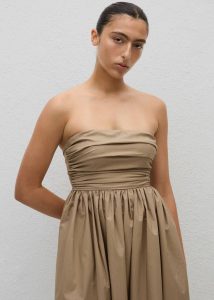 Matteau Strapless Lace Up Dress - Stone The Frankie Shop Beige Dresses Women - Image 5