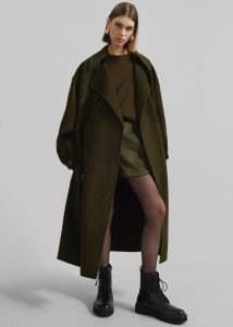 Mavis Long Coat - Khaki Women The Frankie Shop Green Outerwear - Image 3