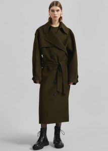Mavis Long Coat - Khaki Women The Frankie Shop Green Outerwear - Image 4