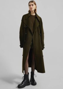 Mavis Long Coat - Khaki Women The Frankie Shop Green Outerwear - Image 5